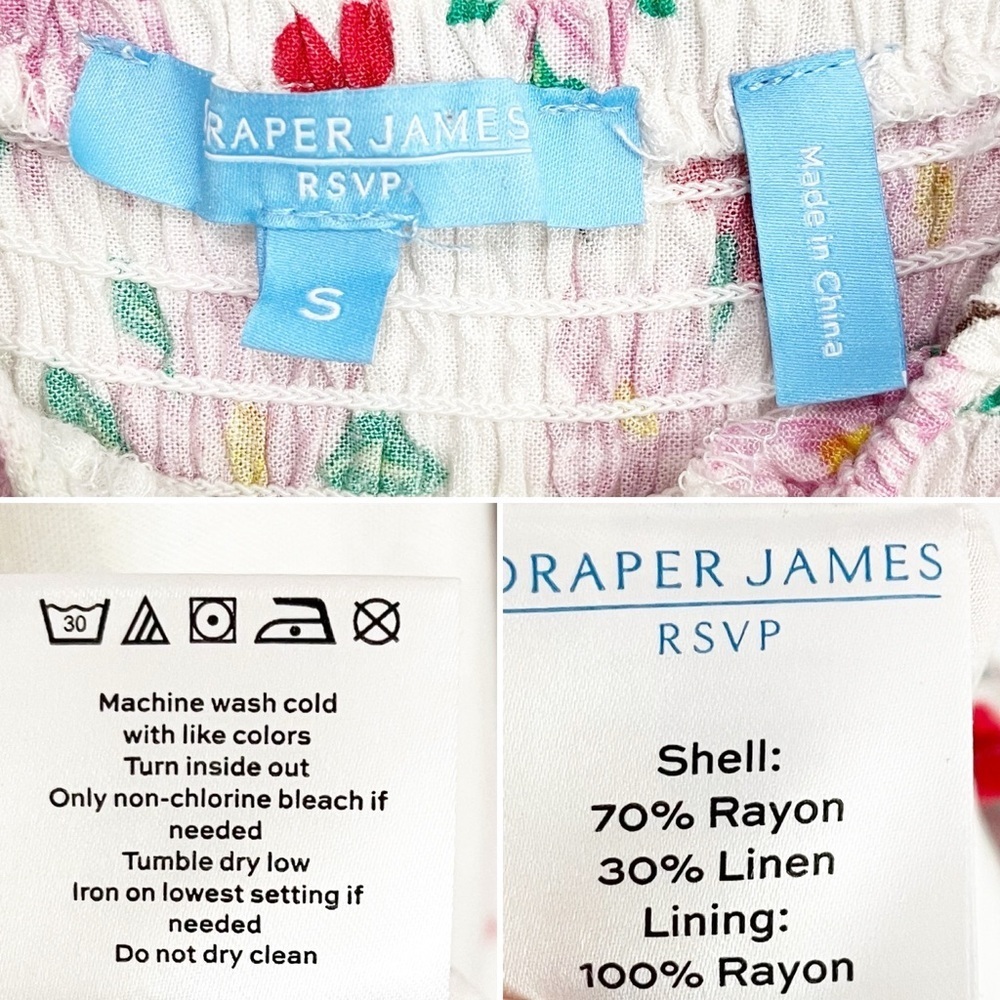 BOGO! Draper James Smocked Floral Linen Blend Midi Dress Size Small - Picture 10 of 11